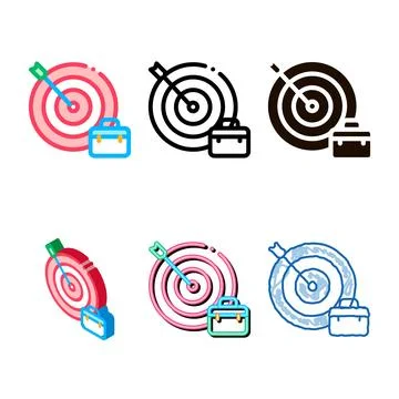 Arrow hit variations target and case job hunting vector icon Stock Illustration