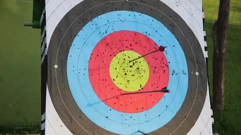 Arrow Hits the Center of the Target Video stock 267481857
