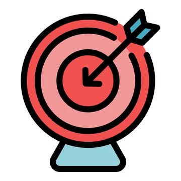 Arrow hitting the center of target on stand, achieving goal and objective Stock Illustration