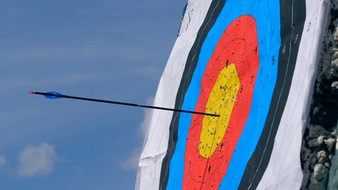An arrow is hitting the round target Video stock 113458988