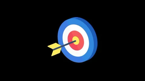 Arrow Hitting Target Board on Black Background Animation Vidéo 296845591