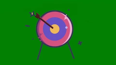 An arrow hitting target green screenbackground animated chromakey background Stock Footage 314067367