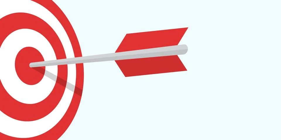 Arrow hitting a target icon in flat style. Success goal vector illustration.. Illustrazione stock