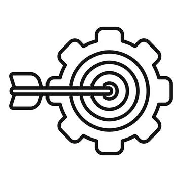 Arrow hitting target inside gear mechanism icon Illustrazione stock