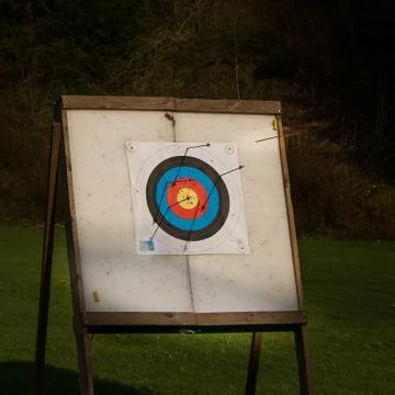 Arrow hitting the target Stock Photos