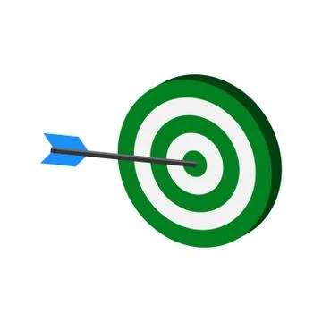 Arrow hitting target symbol. Flat Isometric Icon or Logo. 3D Style Pictogram  Stock Illustration
