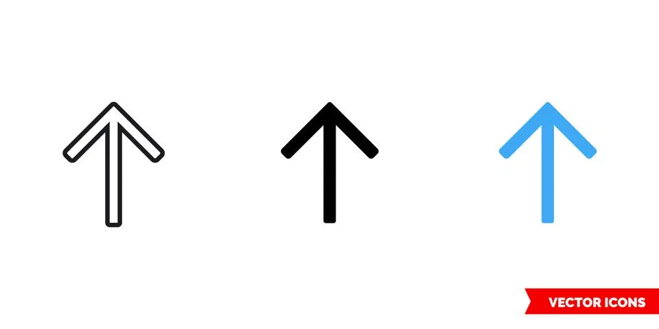 Up arrow icon of 3 types. Isolated vector sign symbol. Stock Illustration