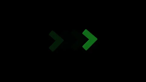 Arrow icon animation pointing right on black. Green arrow icon direction in.. Stock Footage 338347765
