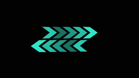 Arrow icon animation with teal reflection. Arrow icon digital direction ind.. Stock Footage 337813160