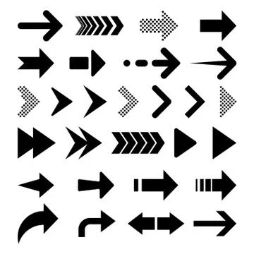 Arrow icon. Big set of vector flat arrows. Collection of concept arrows isola Stock Illustration