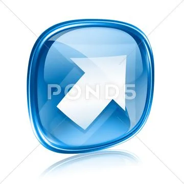 Arrow icon blue glass, isolated on white background Stock Illustration