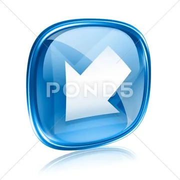 Arrow icon blue glass, isolated on white background Stock Illustration