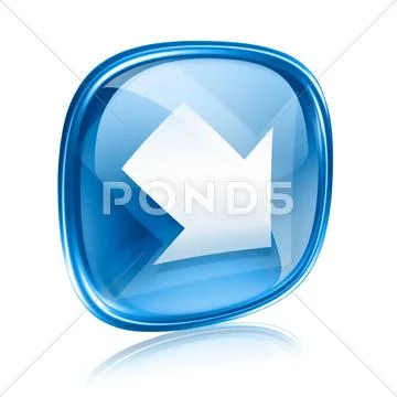 Arrow icon blue glass, isolated on white background Stock Illustration