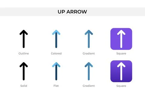 Up arrow icon in different style. up arrow vector icons designed in outline.. Stock Illustration