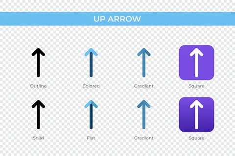Up arrow icon in different style. up arrow vector icons designed in outline.. Stock Illustration