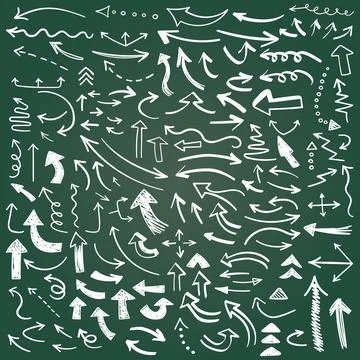 Arrow icon in hand drawn style. Handmade doodle vector illustration on isol.. Stockillustratie