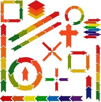 Arrow icon infografic set. different color vector arrowheads Illustrazione stock