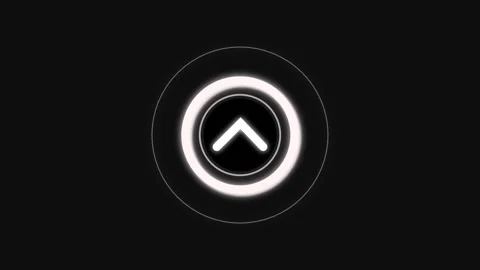 Up Arrow Icon Inside Glowing animation White Circle On Dark Background symb.. Stock Footage 321454971