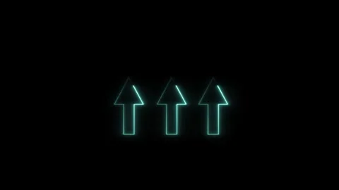 Arrow icon Up light Directional neon animation on Dark Background Stock Footage 320252108