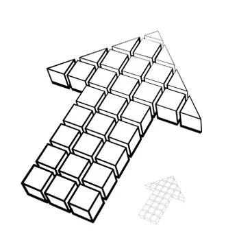 Arrow icon made of drawing cubes Stock Illustration