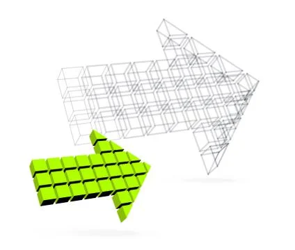 Arrow icon made of orange cubes Illustrazione stock