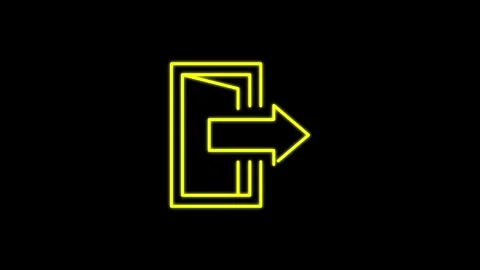 Arrow icon means left direction go out white color animation on dark backgr.. Stock Footage 304023410