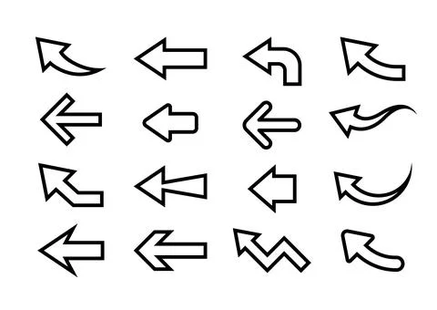 Arrow icon outline set, arrow sign and symbol, arrow for direction button 스톡 일러스트