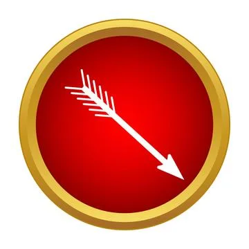 Arrow icon pointing down right in red circle target Stock Illustration