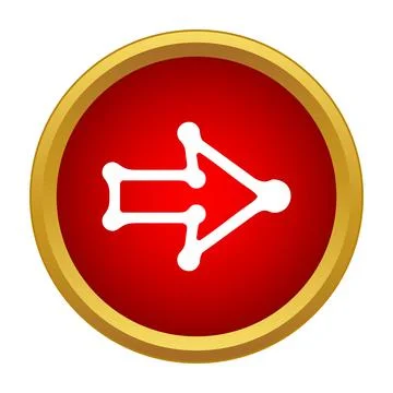 Arrow icon pointing right in red circle Ilustração Stock