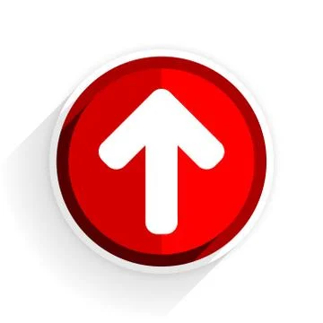 Up arrow icon, red circle flat design internet button, web and mobile app ill Illustrazione stock