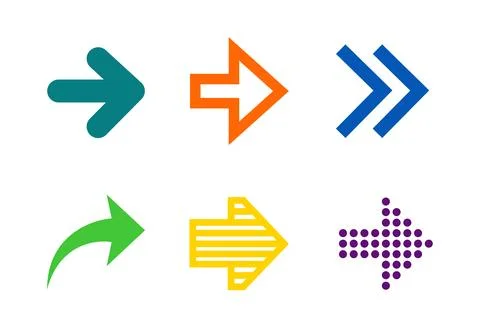 Arrow icon set with directional symbols for navigation interfaces Stock Illustration