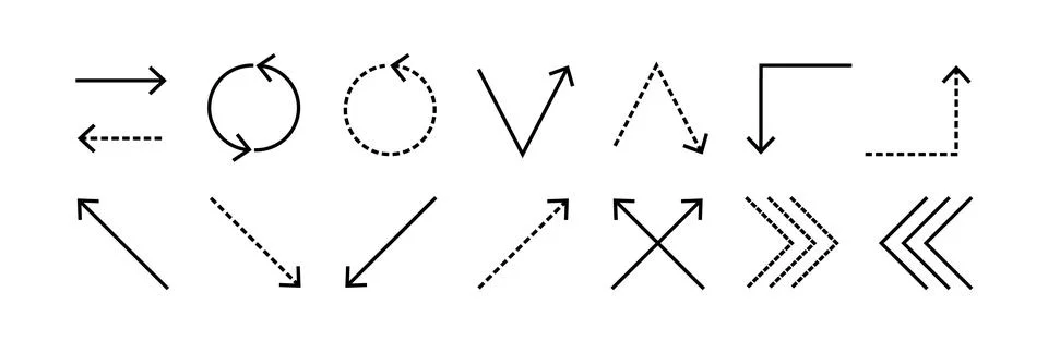 Arrow icon set with editable stroke. Cursor collection in different directi.. Stock Illustration