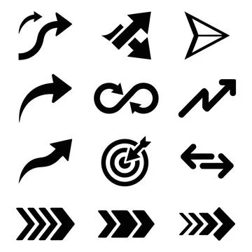 Arrow icon set silhouette vector illustration for business navigation 스톡 일러스트