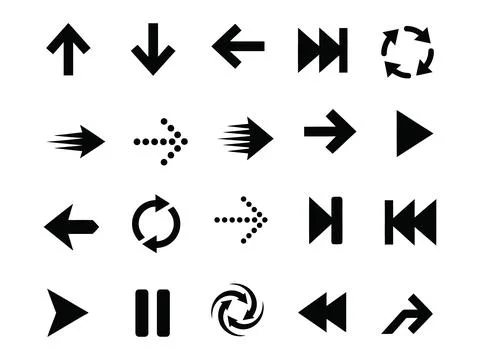 Arrow icon set silhouette vector illustration isolated on white background イラスト素材