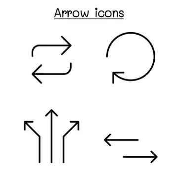 Arrow icon set in thin line style 스톡 일러스트