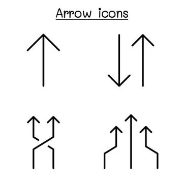 Arrow icon set in thin line style Illustrazione stock