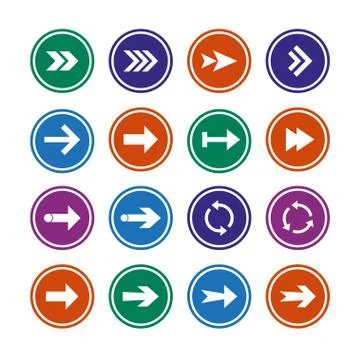 Arrow icon set. Vector illustration, flat design. Stock Illustration