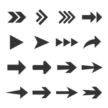 Arrow icon set. Vector illustration, flat design. Stock Illustration