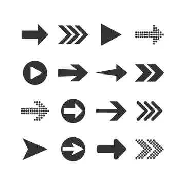 Arrow icon set. Vector illustration, flat design. Stock Illustration