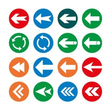 Arrow icon set. Vector illustration, flat design. Stock Illustration