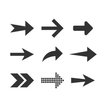 Arrow icon set. Vector illustration, flat design. Stock Illustration