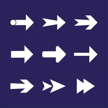 Arrow icon set. Vector illustration, flat design. Stock Illustration