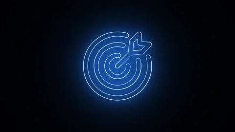 Arrow icon that is on target with a glowing neon effect Stock Footage 305299041