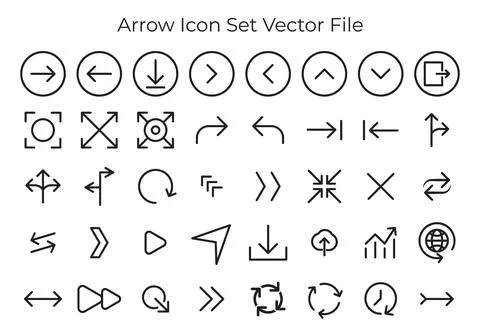 Arrow icon vector set with black and white color, left arrow, right arrow, .. 스톡 일러스트