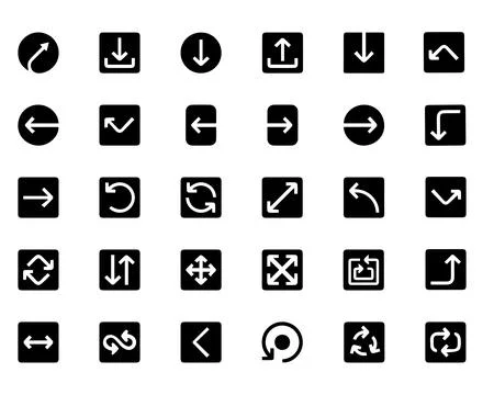 Arrow Icon Vector Set. Collection of 25+ black directional symbols Stock Illustration