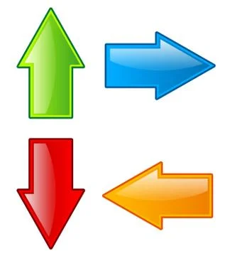 Arrow icons in all direction. Up, down, left, right arrows. Stock Illustration