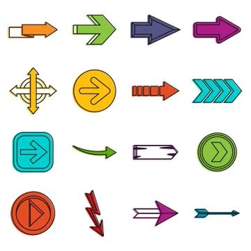 Arrow icons doodle set Stock Illustration