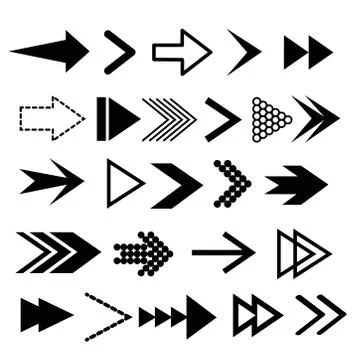 Arrow icons. Icons cursor button label next page web interface. Flat vector n Stock Illustration
