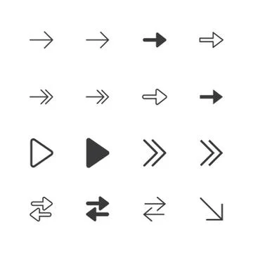 Arrow Icons. isolated perfect pixel icon set with flat style in white backgro Stock Illustration