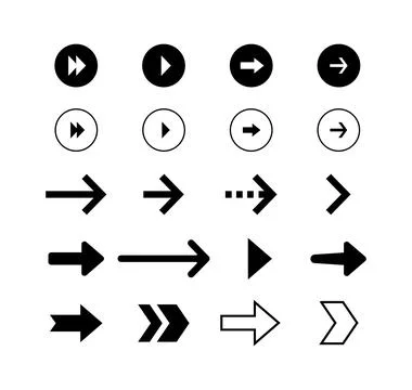 Arrow icons isolated. Vector arrows icon set. Stock Illustration